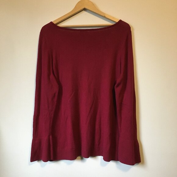 Talbots Flare Sleeve Cashmere Blend Burgundy Sweater - Picture 2 of 15